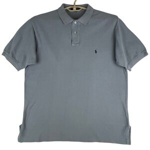 Polo Ralph Lauren Polo Shirt Mens L Blue Gray Short Sleeve Cotton Pique Pony